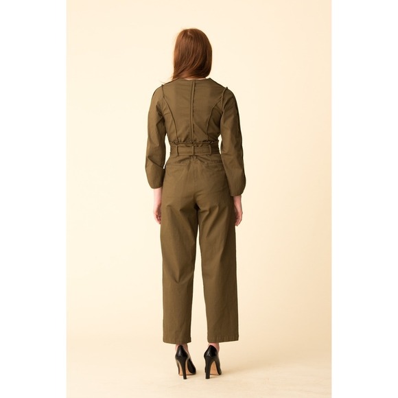 NWT Sea New York | Scout Long Sleeve Jumpsuit Olive Green Sz 0 Straight Leg - Picture 3 of 6